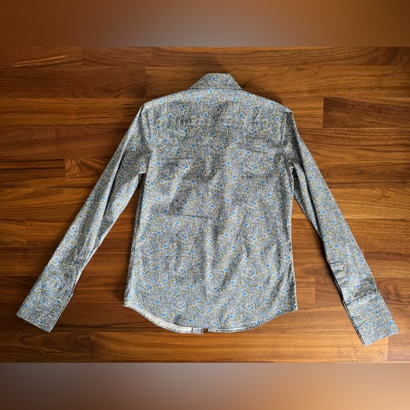 Michael Kors Collection French cuff blue floral print buttoned shirt US2 - Picture 5 of 10